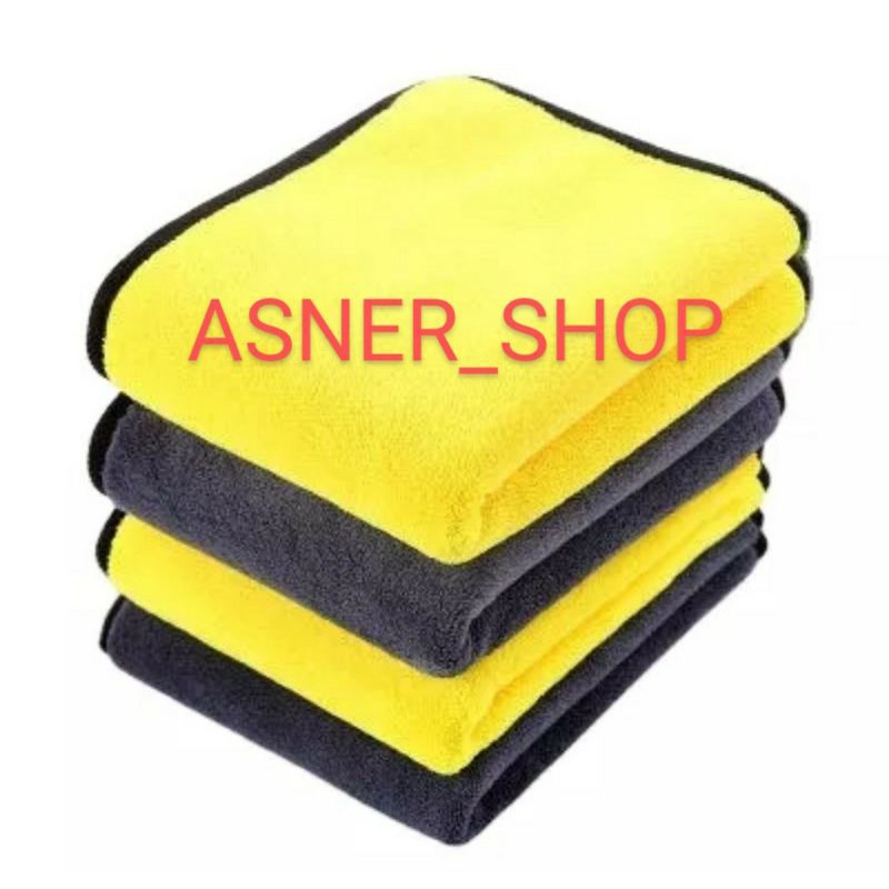 Kain Lap Mobil Microfiber 30x30 Warna kuning Abu Car cloth Universal Serba Bisa-1
