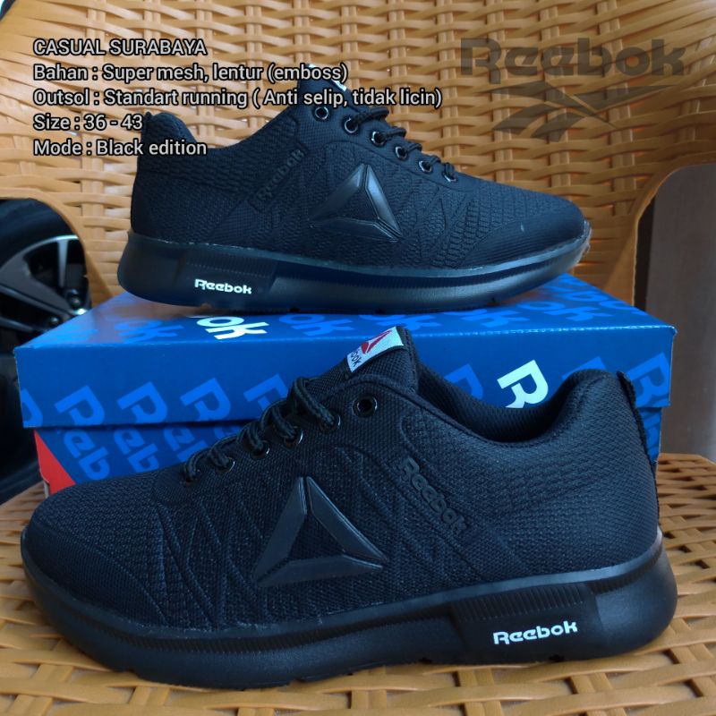 Sepatu Sekolah Rbk Hitam Polos / Sepatu Kerja Full Hitam