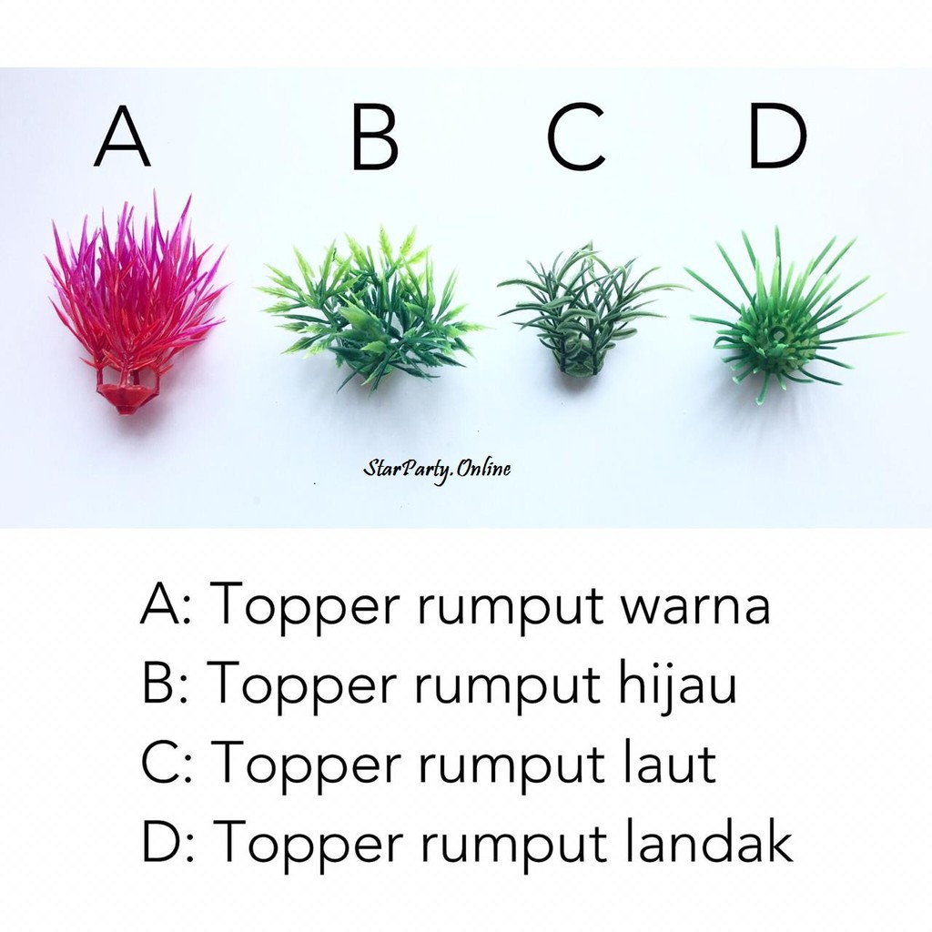 Topper Rumput Warna/Hijau/Laut/Landak /Hiasan Kue /Topper Tusuk Kue