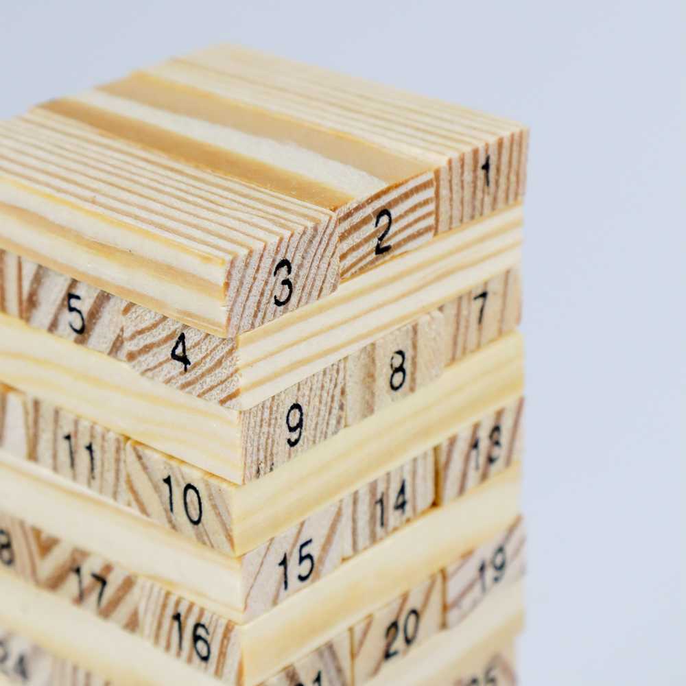 Permainan Uno Stako Kayu 54 Balok dengan 4 Dadu / Jenga Uno Game Balok Kayu Jumbo / Stacko Uno Kayu Jumbo Dadu Coklat / Uno Balok kayu Susun Tumpuk Ukuran Besar Kartu Edukasi Keluarga / Balok Kayu Jenga Angka Wooden Block Stacko Ukuran Sedang Murah Ori