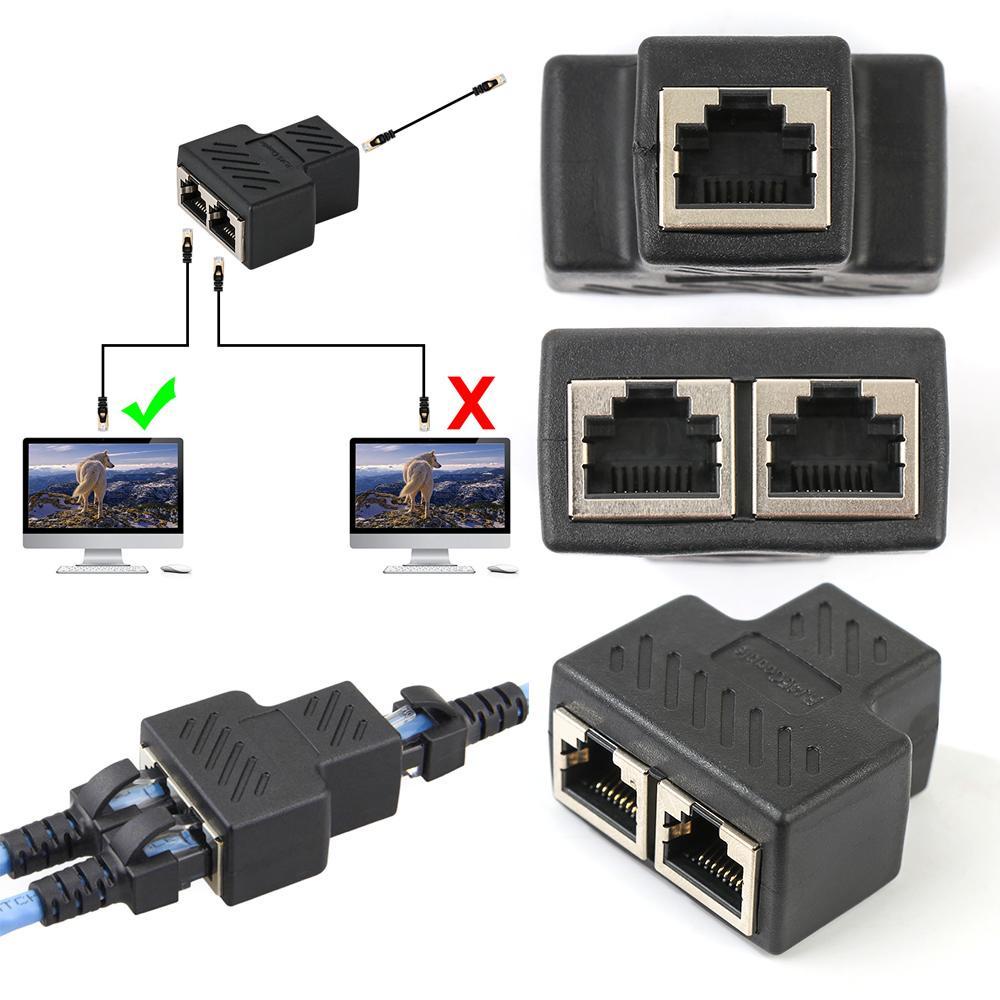 Adaptor LAN Jaringan CAT6 Splitter RJ45 Atas 1sampai2