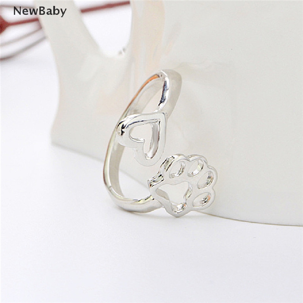 New Cincin Adjustable Motif Telapak Kaki Anjingtulisan Baby Always By My Heart Untuk Wanita