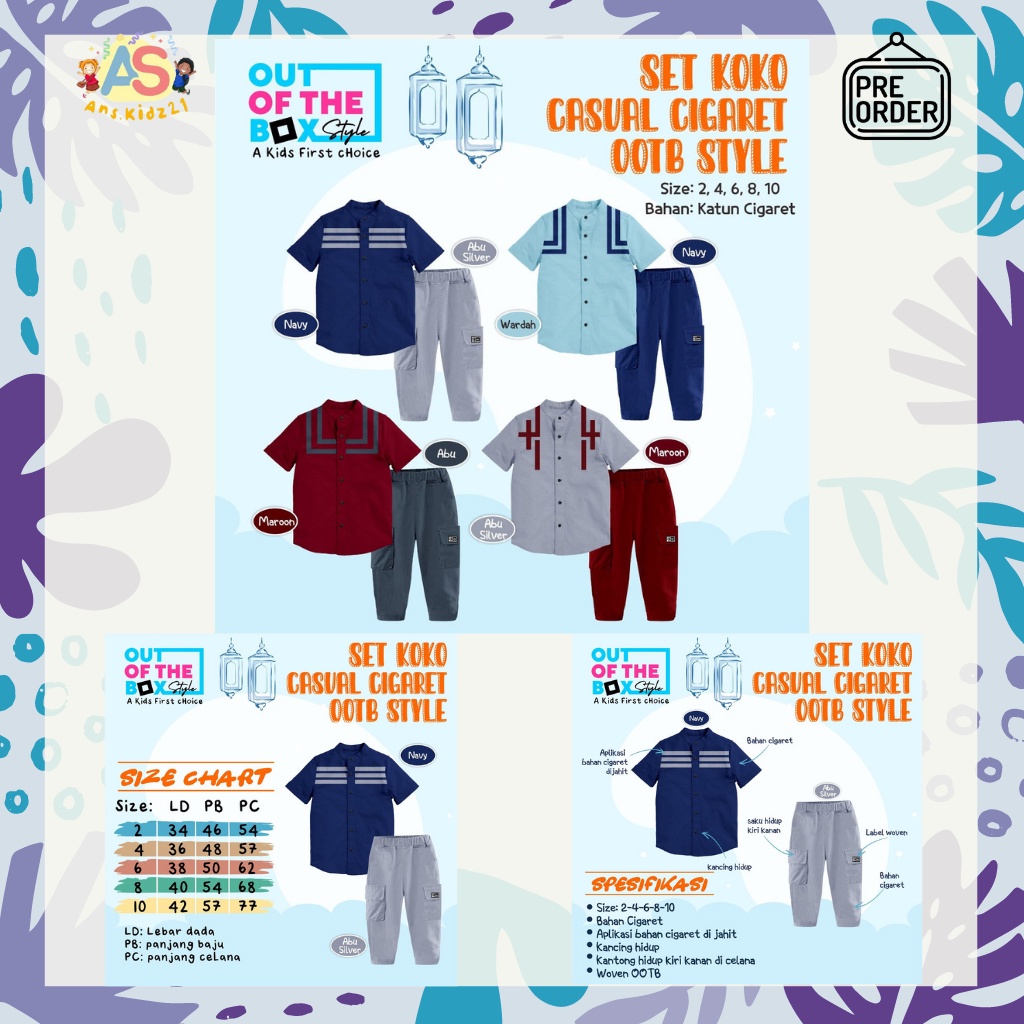 READY STOCK  OOTB SET KOKO CASUAL CIGARET