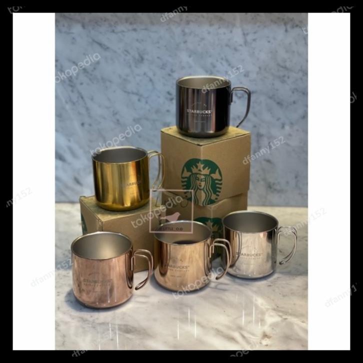 Mug Gelas - Mug Gelas Stainless Steel Gold Rose Gold Glass Starbucks