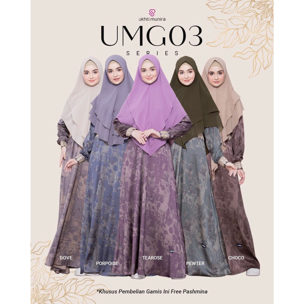 "HAMPERS UMG03" Gamis Terbaru Ukhti Munira dengan material Brown Armani Yang Sangat lembut Mewah Hal