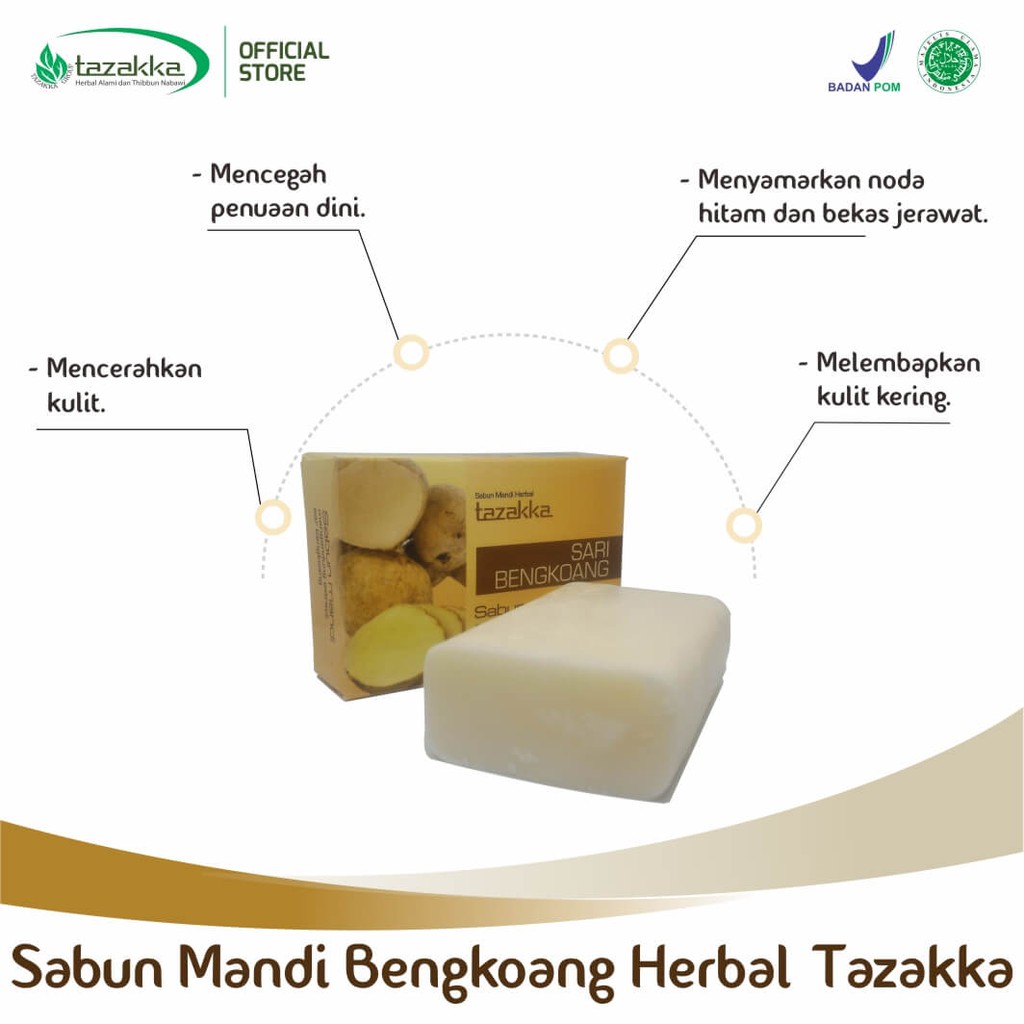 Sabun BENGKOANG Tazakka Berat 90gr, Membantu menjaga kelembaban kulit tubuh yang HALAL BPOM