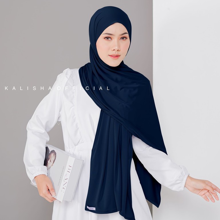 HUMAIRA PASHMINA MALAY JERSEY PREMIUM INSTAN BY KALISHA OFFICIAL-NAVY