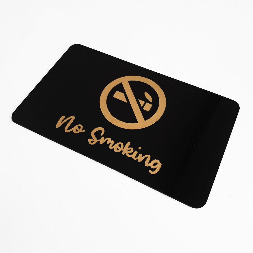 SIGN AKRILIK Pintu - NO SMOKING GOLD - 20x12cm - Signage Cafe/Resto