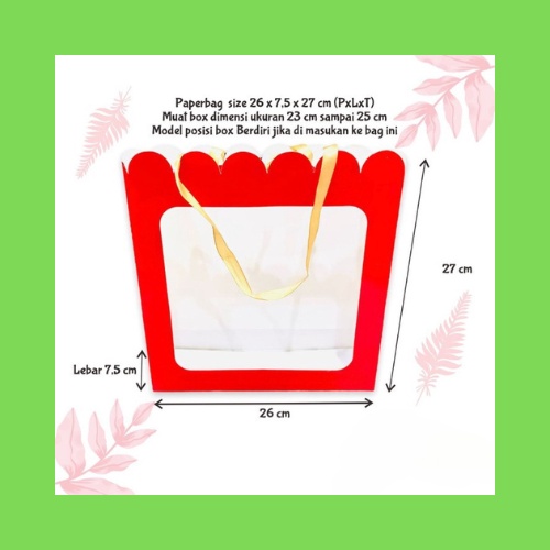 

Paper bag jendela mika tas hampers goodie bag gift bag paperbag kado kantong kertas merah 26 x 7,5 x 27 cm (5pcs)