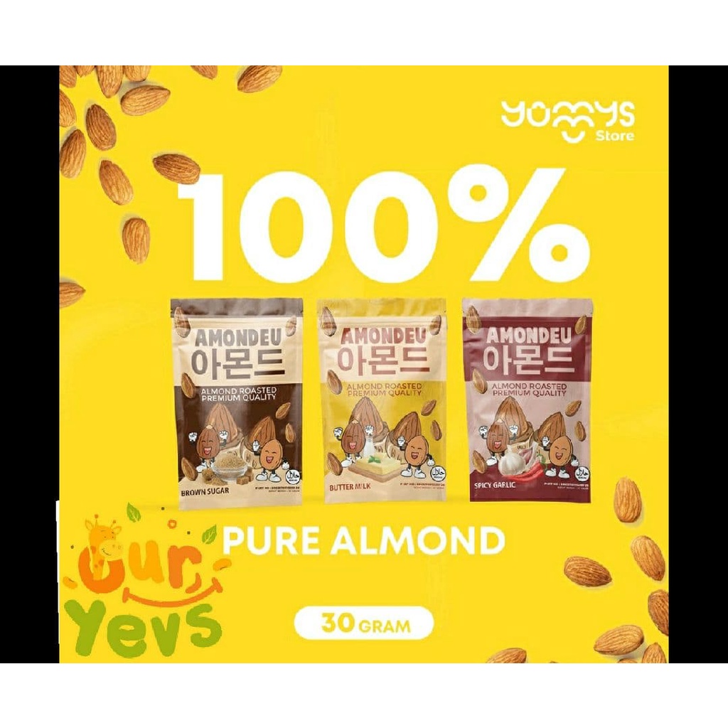 Almom AMONDEU Almond Roasted Premium Quality - 100% Pure Almond