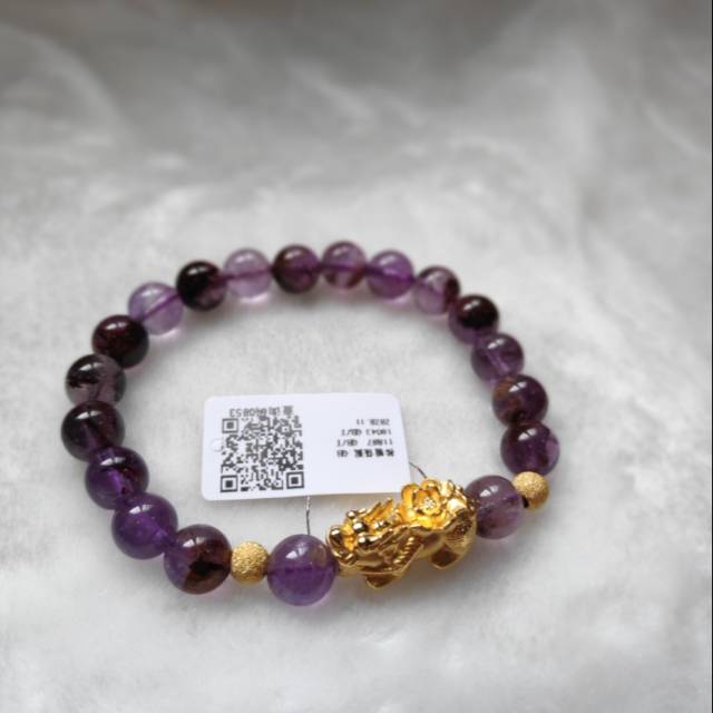 Pixiu lotus gold 999 import with amethyst stone