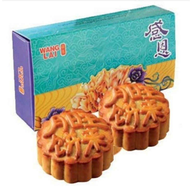 

R2 - moon cake halal kue bulan Wang Lai kacang hijau telur & Kacang hitam telur ( isi 2 pcs)