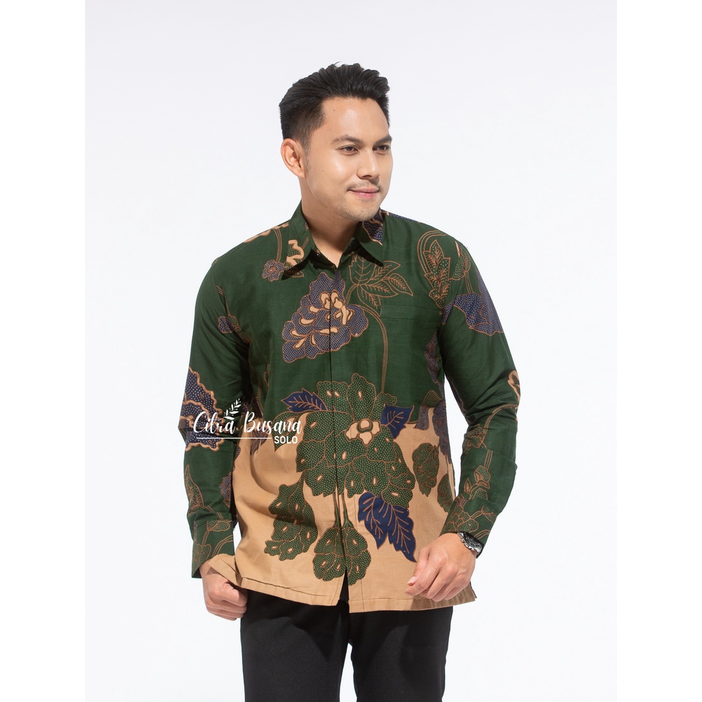 DEDAUN HIJAU Kemeja Batik Pria Full Furing Bahan Katun Primisima