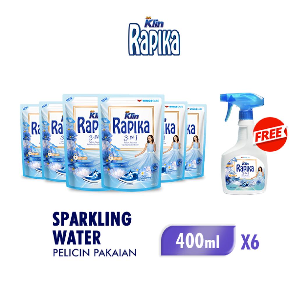 Rapika Reguler Biru Pouch 400ml x6 Free Rapika Reguler Biru Botol 450ml