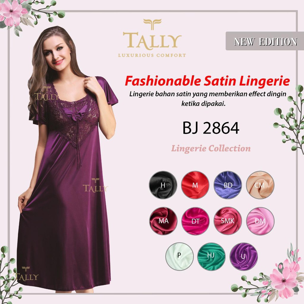 TALLY BAJU TIDUR / LINGERIE JUMBO 2864 | FREE SIZE | BAHAN SATIN