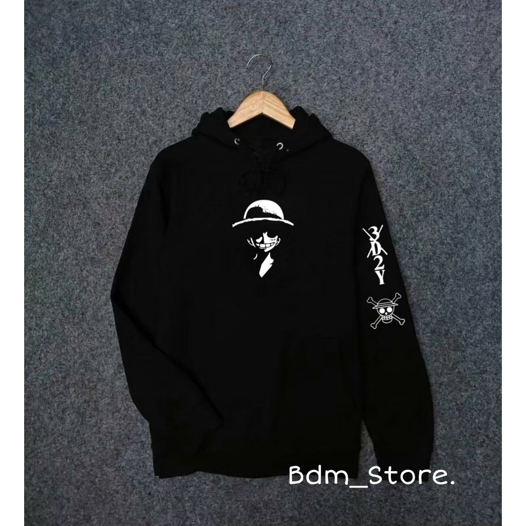 Bdm Store Sweater Hoodie Termurah Hitam Original Motif Anime One Pice Series Size M L XL XXL