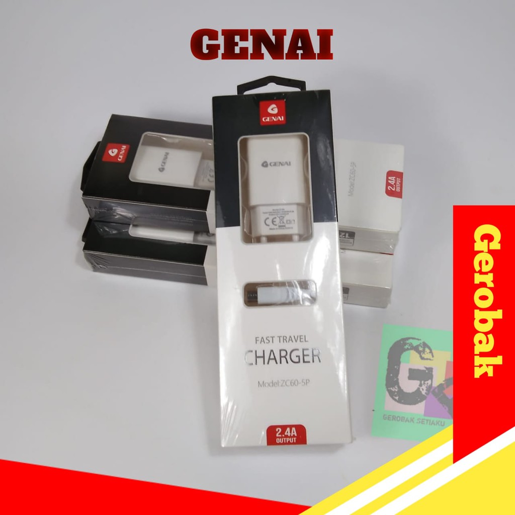 GENAI Charger Handphone Cas Hp Fast Charging 2.4A - ZC60-5P Plus Kabel