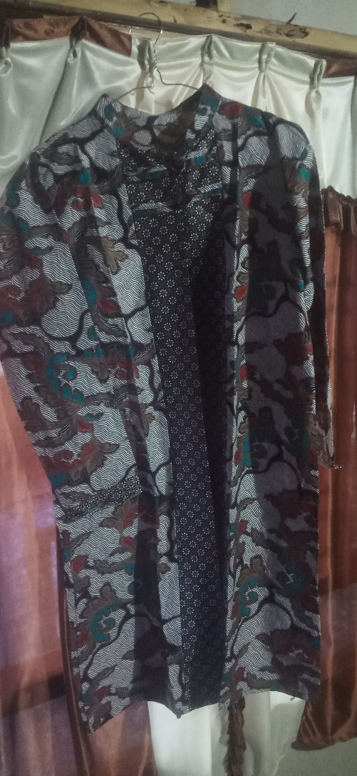 Couple Set Longcardi Lawasan Daun Busana Batik Pasangan Pria Wanita Modern Formal Kondangan Katun