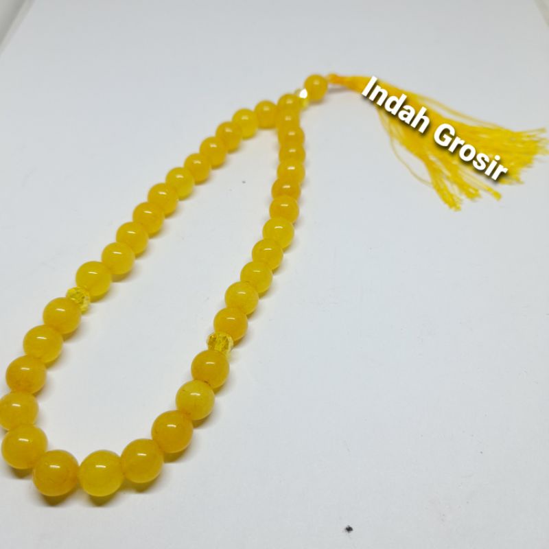 TASBIH NATURAL BATU JADE GIOK KUNING 33BUTIR 8MM