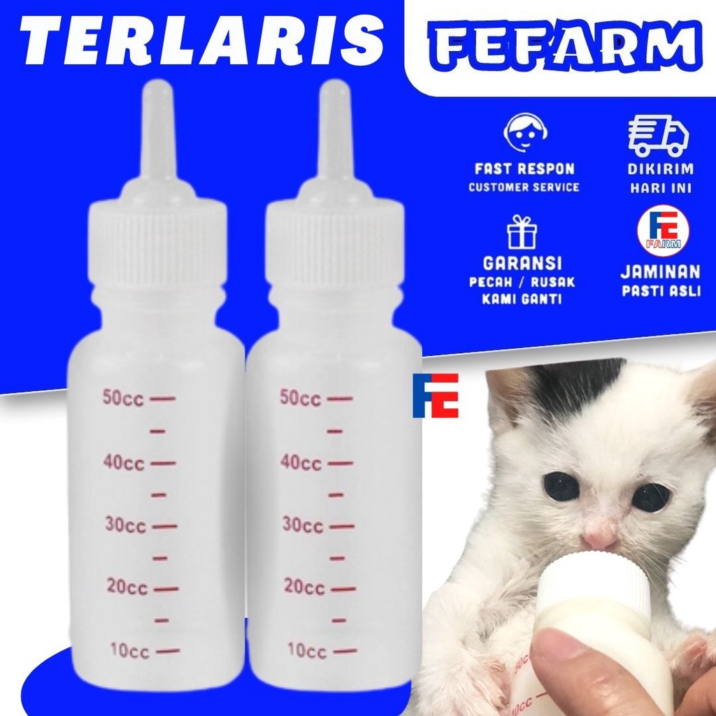 DOT BOTOL SUSU KUCING ANJING KELINCI Nipel Kecil 50ML BOTOL HEWAN FEFARM