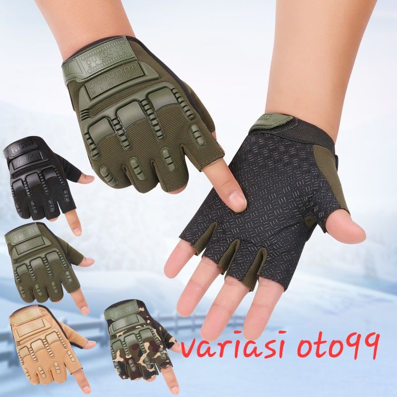 Sarung Tangan Motor  Pria Polisi Tentara Gloves Half Finger