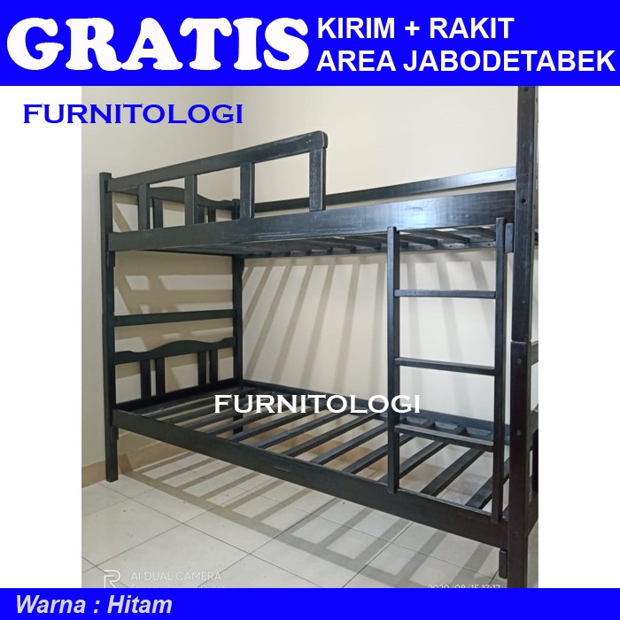 RB Ranjang Tingkat Kayu - Tempat Tidur Kayu 90x200 - Ranjang Susun Kayu 2 Tingkat