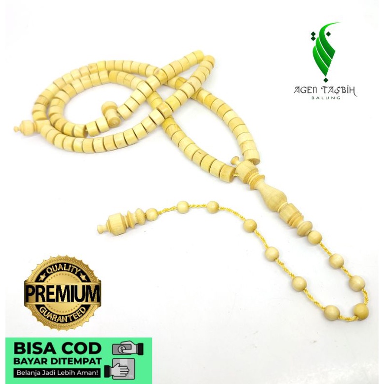 Tasbih Kemuning Gading Motif Tabung Size 7mm, Tasbih Muslim 99 Butir