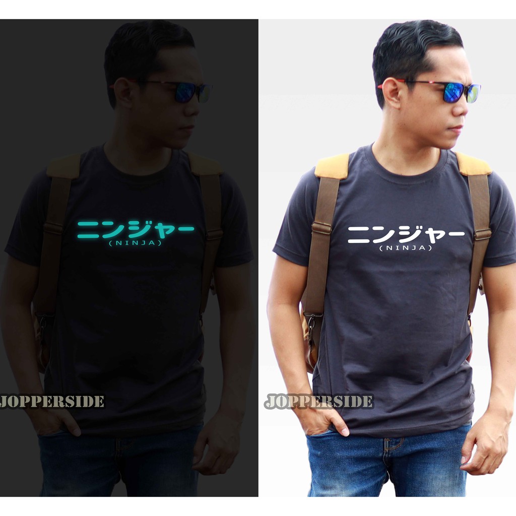 JOPPERSIDE TSHIRT KAOS DISTRO ANIME TULISAN JEPANG NINJA GLOW IN THE DARK PRIA TS65 GID