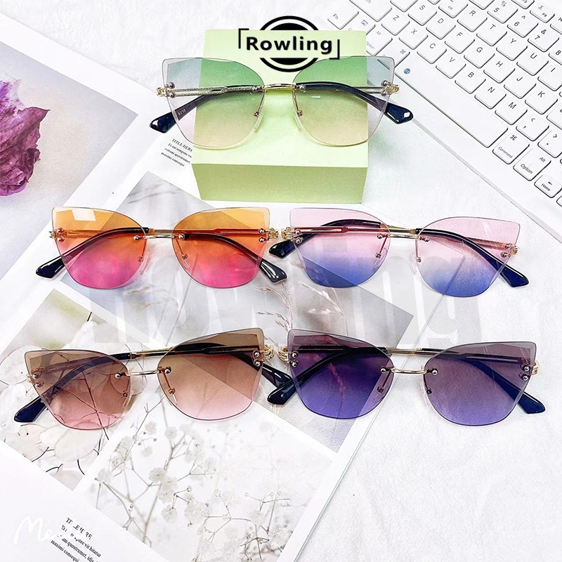 Rowling(ka-211)Kacamata  Hitam Terbaru Wanita No Frame Titanium cat eye Style Kacamata Fashion Murah/Kacamata Sunglasses Import Wanita Kacamata Fashion