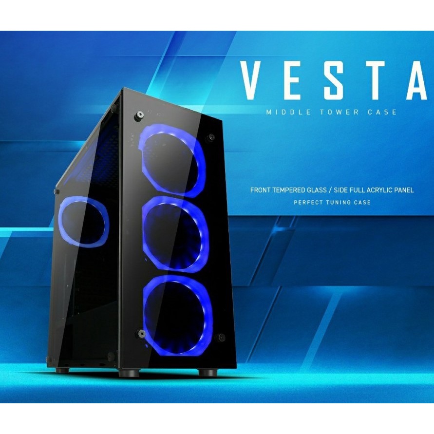 CASE INFINITY VESTA - 4 Fan Blue | ATX | Front &amp; Side Tempered