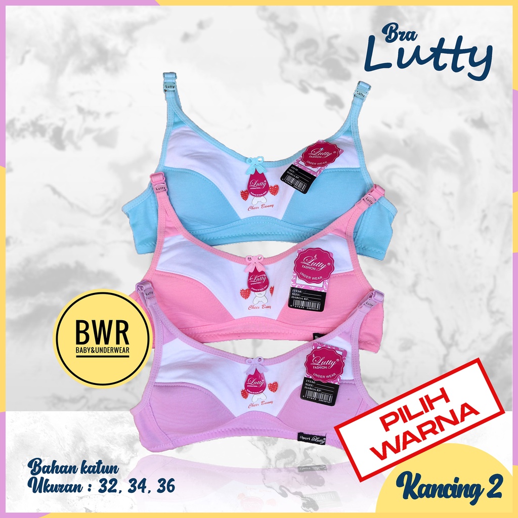 Bra Lutty ABG Remaja | Bh Lutty Anak Remaja Polos Tanpa Busa Kawat Kait 2 PILIH WARNA | Bwr