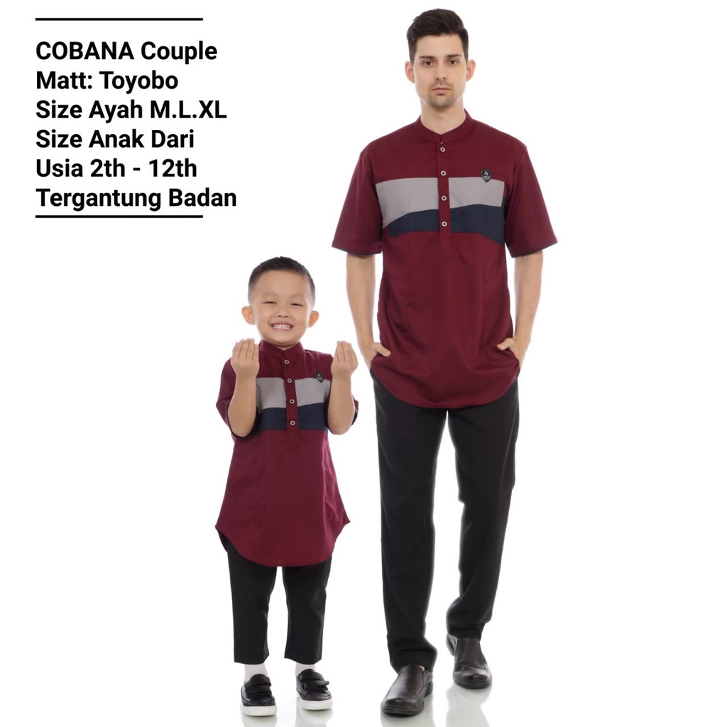 Baju Koko Kurta Pakistan Couple Ayah Dan Anak Model Kombinasi - Baju Koko Cobana Couple Anak Dan Aya