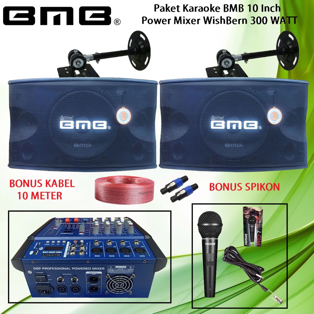 Paket Soundsystem Karaoke Speaker BMB 10 Inch CS-450V Power Mixer 4 Channel 250 watt MP3 Bluetooth