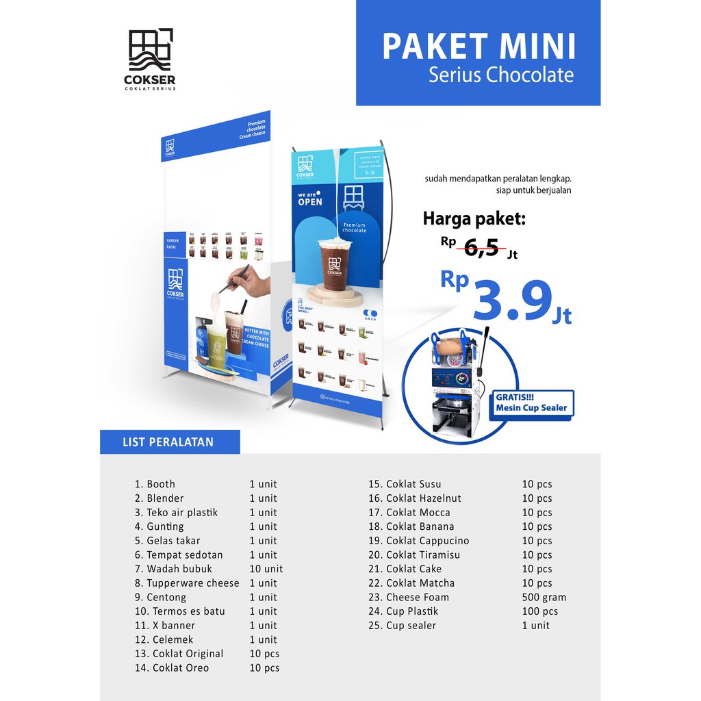 

Paket Usaha Kekinian Coklat Serius