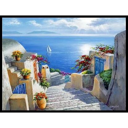 

Diy Painting Paint By Number Canvas Lukis Santorini 40*50 Cm