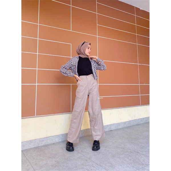 HL CELANA KULOT HIGHWAIST BAHAN LINEN/ LINEN PANTS M-XXL(REALPICT)