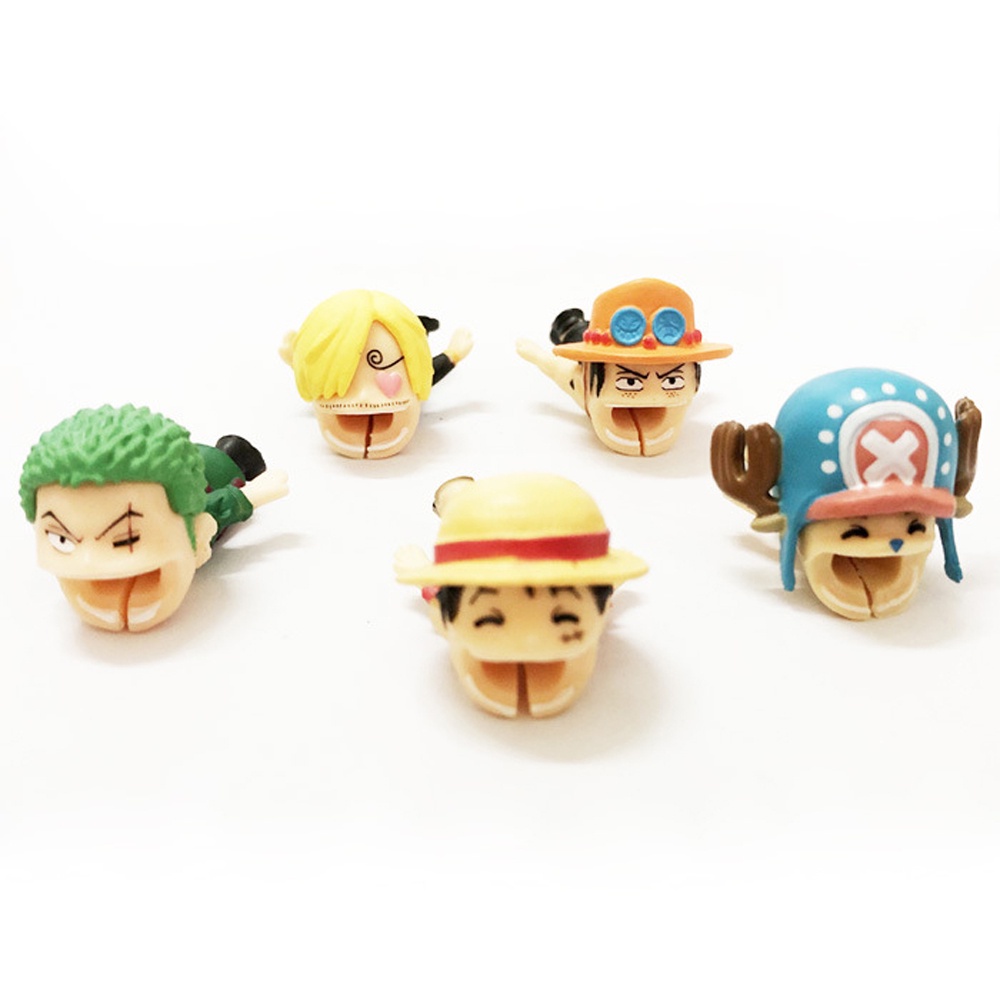 QUINTON Mobile Phone Accessories Cable Bite Protector Winder Chompers Cable Organizer Monkey D Luffy Usb Cable Protector Mobile Phone Cables Cartoon Charger Wire Holder Vinsmoke Sanji for Gift Roronoa Zoro