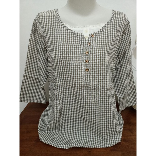 blouse wanita/blouse kotak-kotak