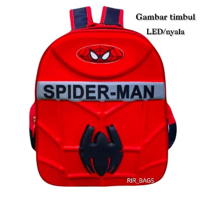 Terlaris Tas sekolah anak spuderman TK LED/Tas ransel sekolah anak TK LED/Tas anak karakter Spiderma