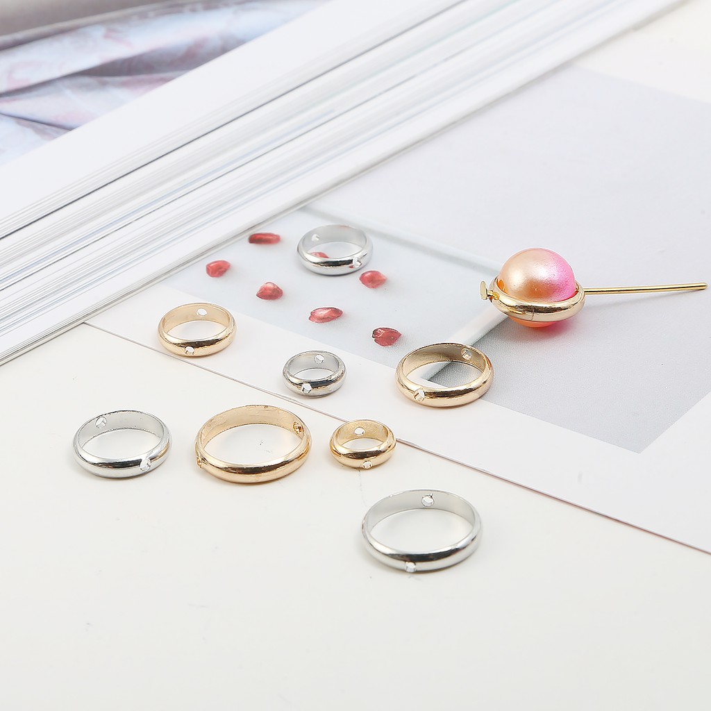 10pcs Manik-Manik Spacer Lubang Ganda Ukuran 6/8/10/12mm Untuk Membuat Perhiasan Gelang Diy