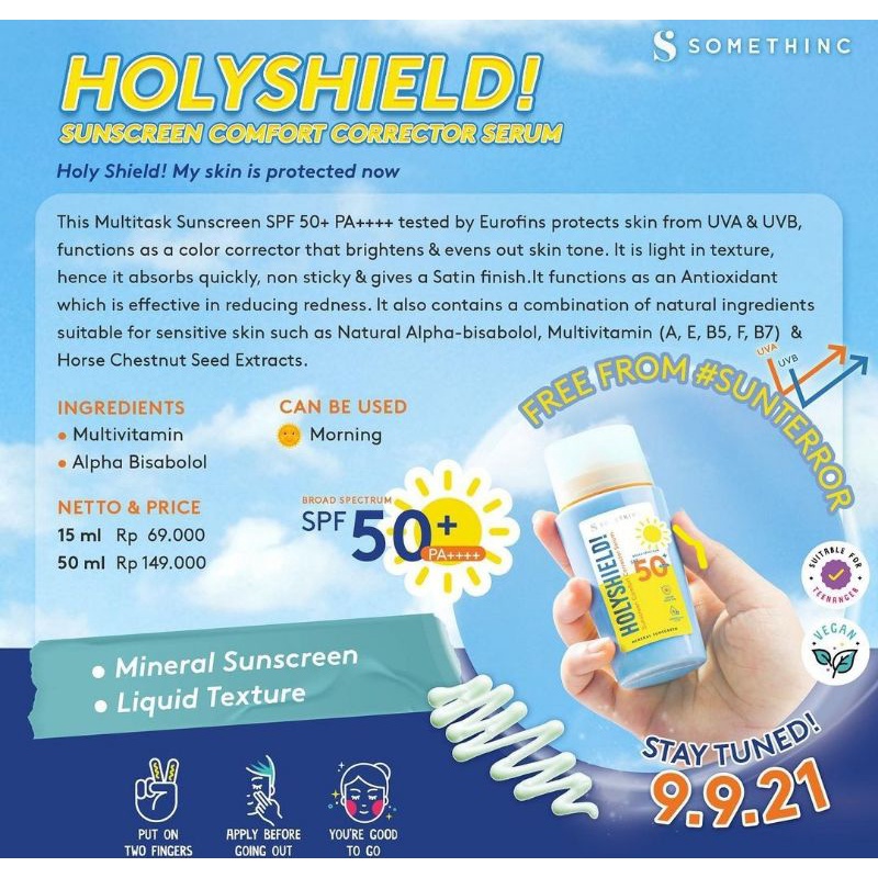 Somethinc Holyshield! Sunscreen Comfort Corrector Serum SPF 50+ PA++++ 15ml 50ml