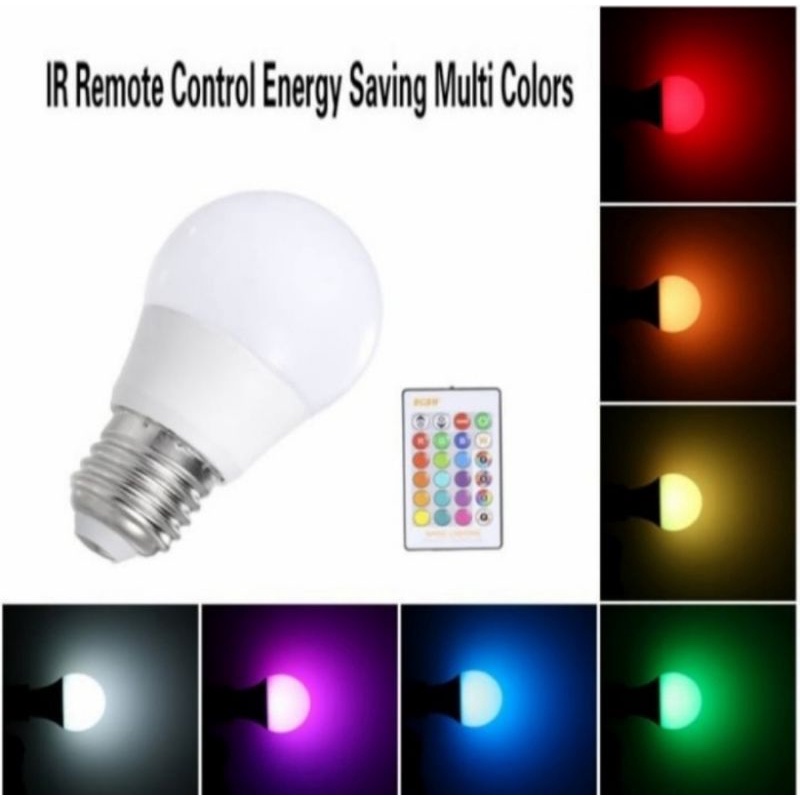 LAMPU BOHLAM LED RGB REMOTE 5WATT - 9WATT