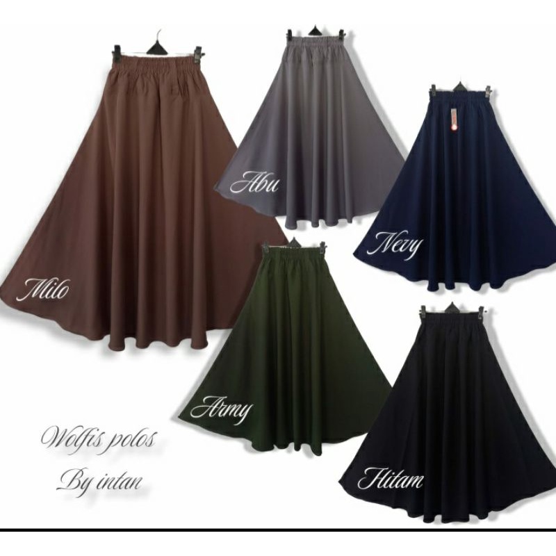 ROK POLOS BAHAN WOLFIS | ROK MUSLIM WOLFIS | ROK PAYUNG WOLFIS | ROK KARET WOLFIS
