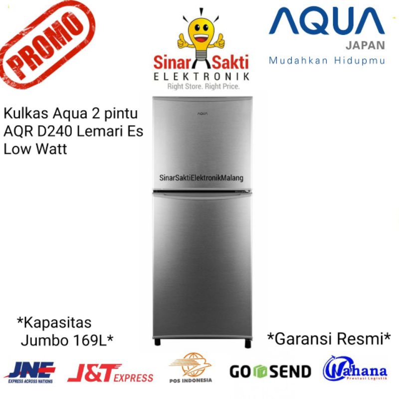 Kulkas Aqua 2 pintu AQR D240 Lemari Es Low Watt AQR-D240 240 169L Murah