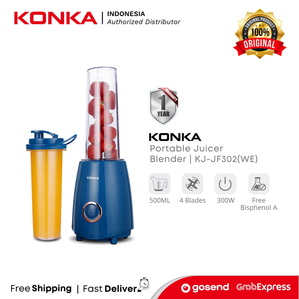 KONKA Electric Juicer Portable Blender Elektrik Mini Mixer KJ-JF302