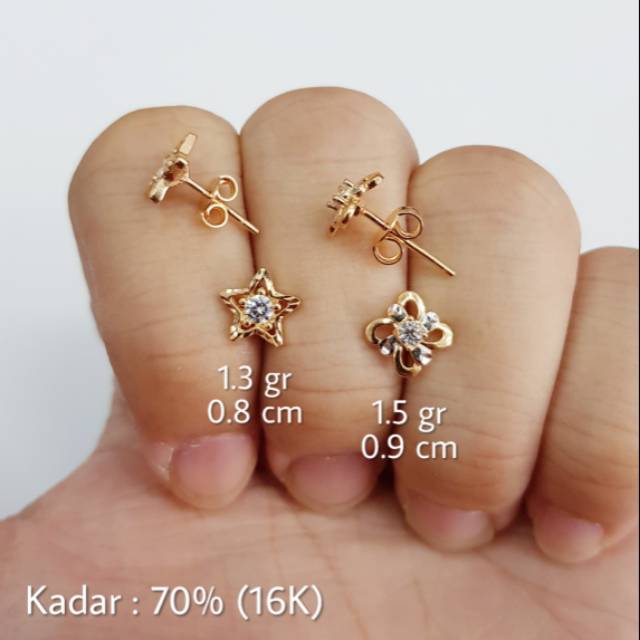 Giwang Anting Emas Tusuk Kadar 70% (16K) - S7
