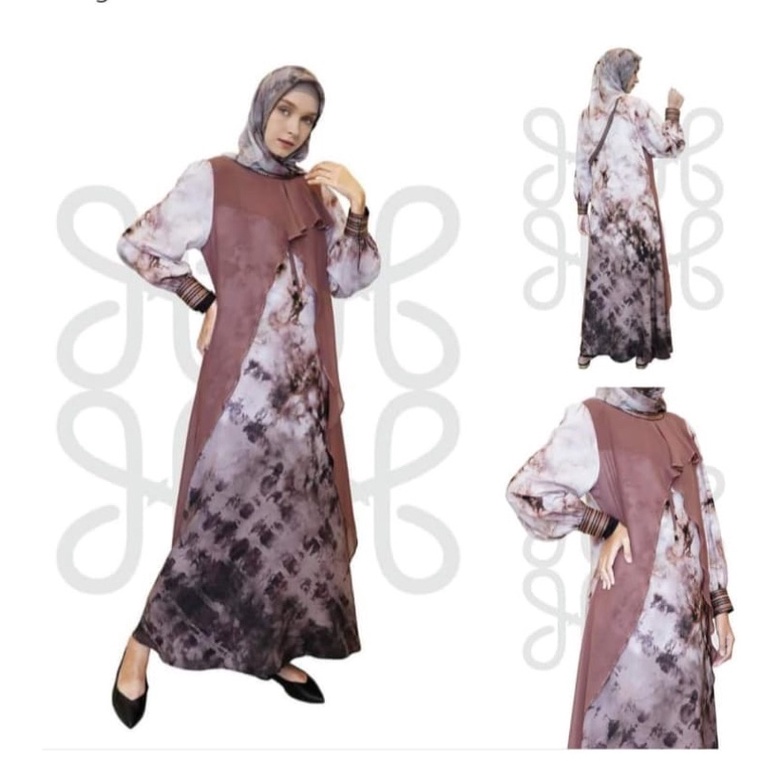Hikmat A 4155-05 [ brown & green ] Original Hikmat abaya