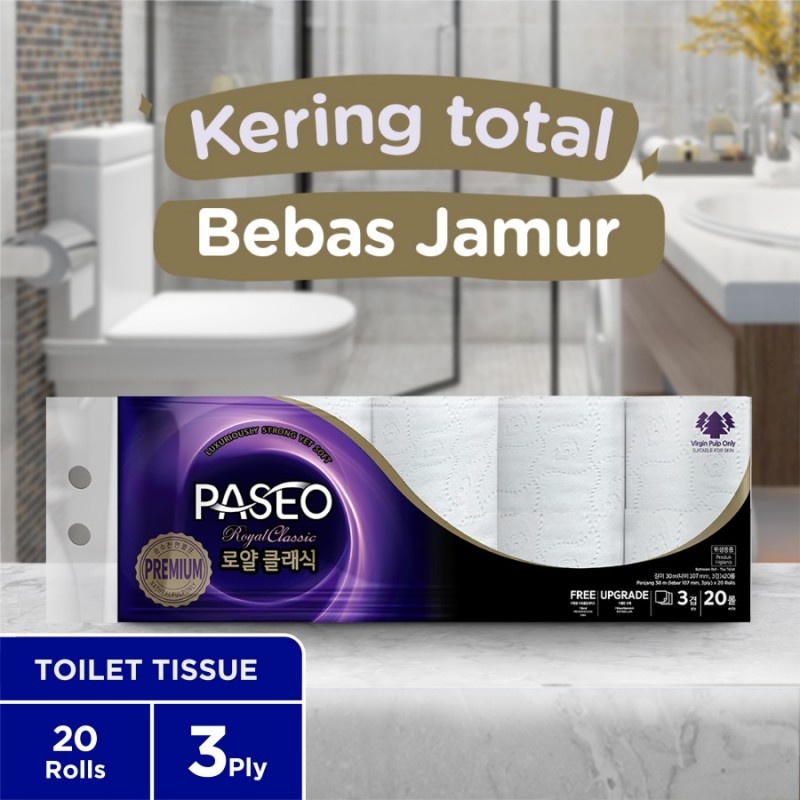 Paseo Royal Classic Tissue Toilet Tisu Gulung Core Emboss - 20 Rolls