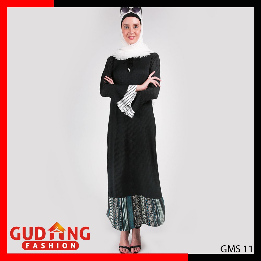 Gamis Motif Kombinasi / Busana Muslim / Baju Muslim / Gamis Pesta (GMS)