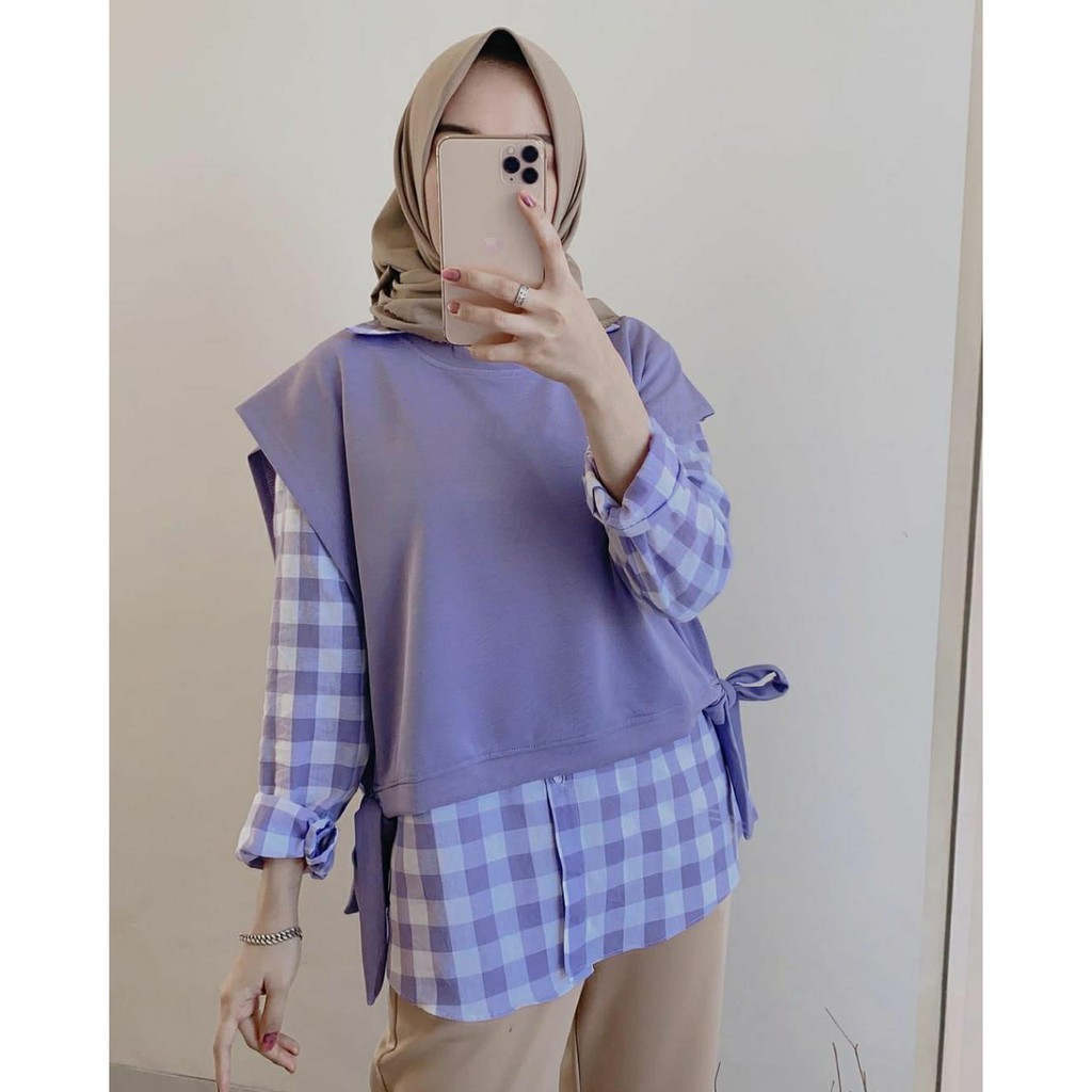 April Blouse 2in1 Atasan Baju Muslim Wanita Remaja Terlaris